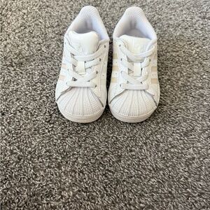 Adidas Kids White Sneakers with Subtle Stripes